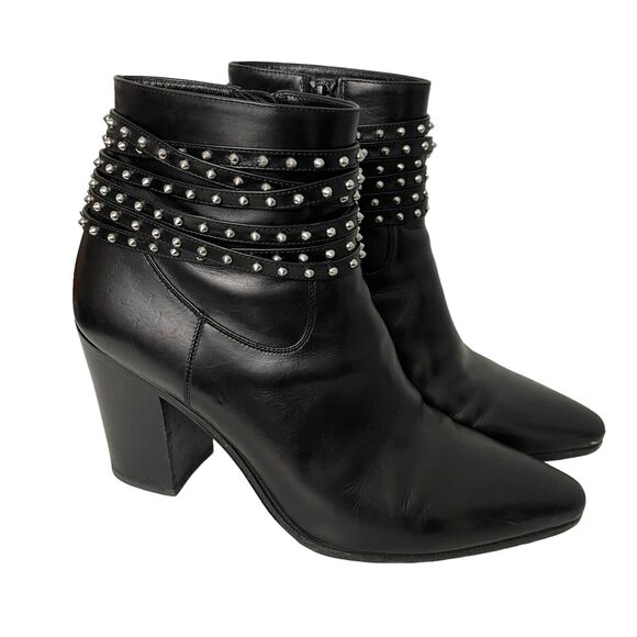 Saint Laurent Boots Size EU 38 US 8 Studded Ankle Bootie French 85 Black Leather - Picture 1 of 7